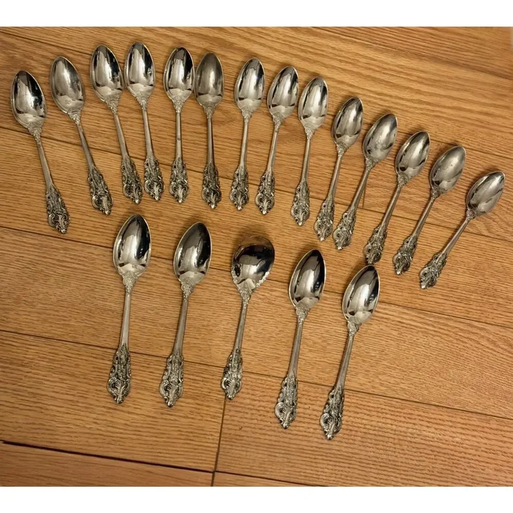 19 Piece BAROQUE BY GODINGER Silverplate Flatware Spoons 3304-60